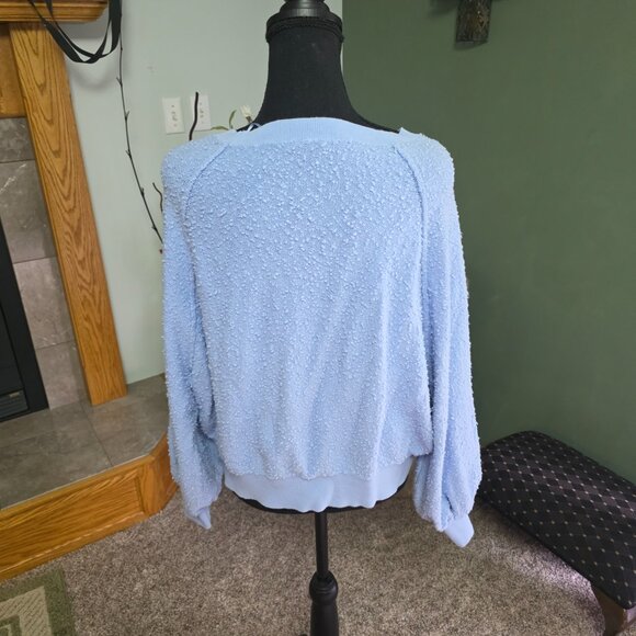 Free People Found My Friend Pullover Crystal Sky Blue S - Picture 3 of 4